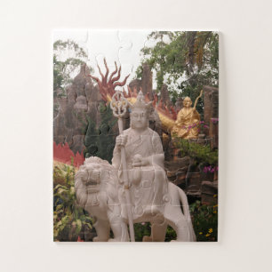 Quebra-cabeça asiático, vietnamita, arte, escultura, buda,