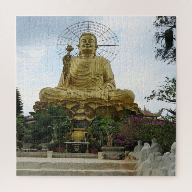 Quebra-cabeça asiático, vietnamita, arte, escultura, buda, (Vertical)