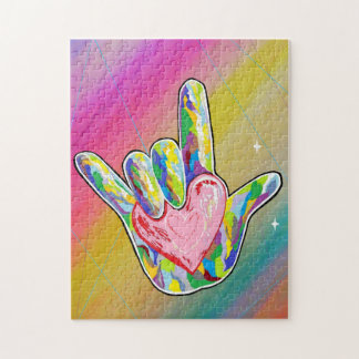 Quebra-cabeça ASL EU TE AMO, coração