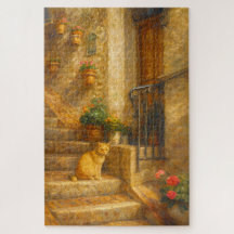Assisi Itália Gato Puzzle de Arte Fina Estilo Roco
