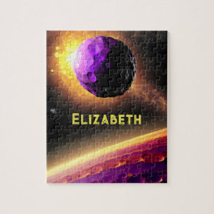 Quebra-cabeça Asteroide Roxo Interestelar Voando Para Planeta Ro