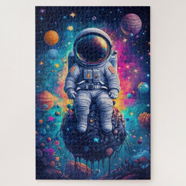 Quebra-cabeça Astronaut in Colorful Space Scene (Vertical)