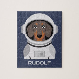 Quebra-cabeça Astronauta Dachshund com Nome
