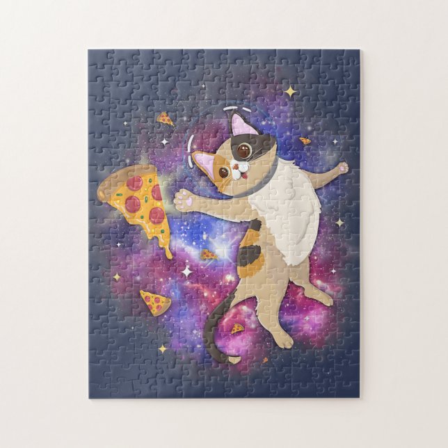 Quebra-cabeça Astronauta de Gatinhos do Espaço Astronauta Pizza  (Vertical)