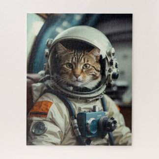 Quebra-cabeça Astronauta de Gato cinza no Espaço Exterior