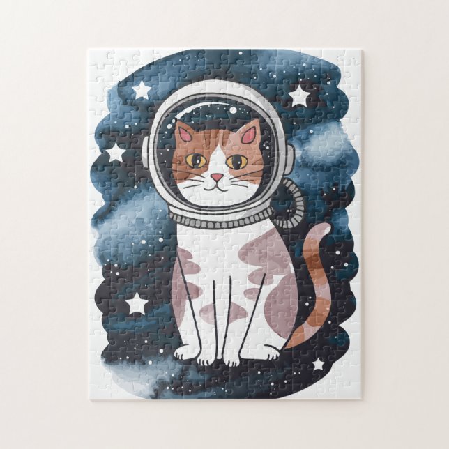 Quebra-cabeça Astronauta de Gato do Espaço Cinto (Vertical)