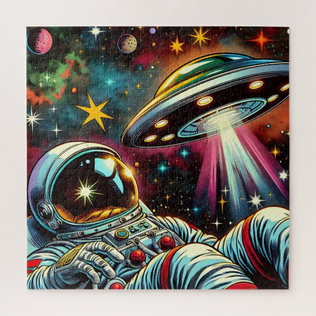 Quebra-cabeça Astronauta Flutuando no Espaço com uma Arte de IA  (Vertical)
