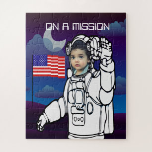 Quebra-cabeça Astronauta No Aniversário Do Menino Exterior Da Lu