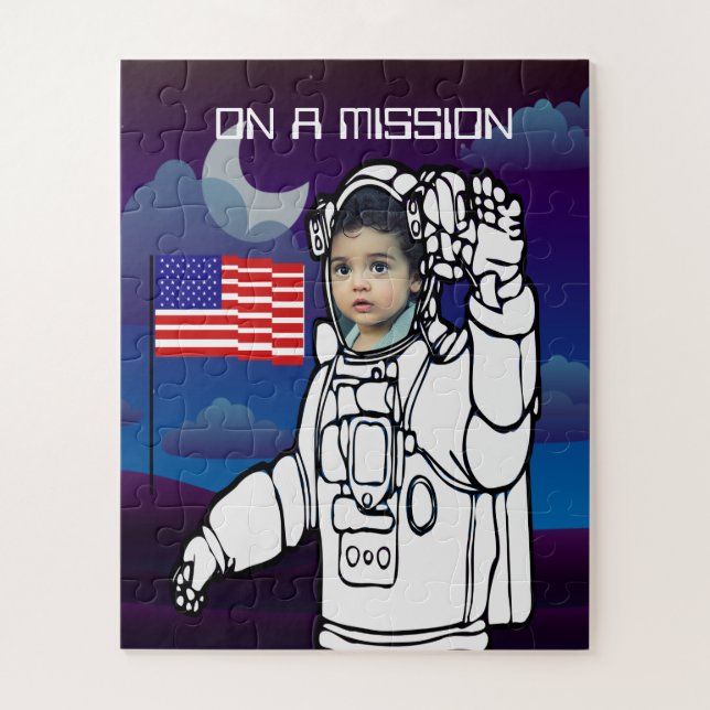 Quebra-cabeça Astronauta No Aniversário Do Menino Exterior Da Lu (Vertical)