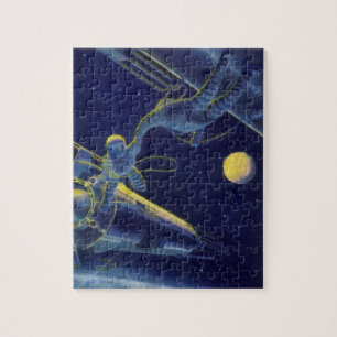 Quebra-cabeça Astronautas de Ficção Científica Vintage no Exteri