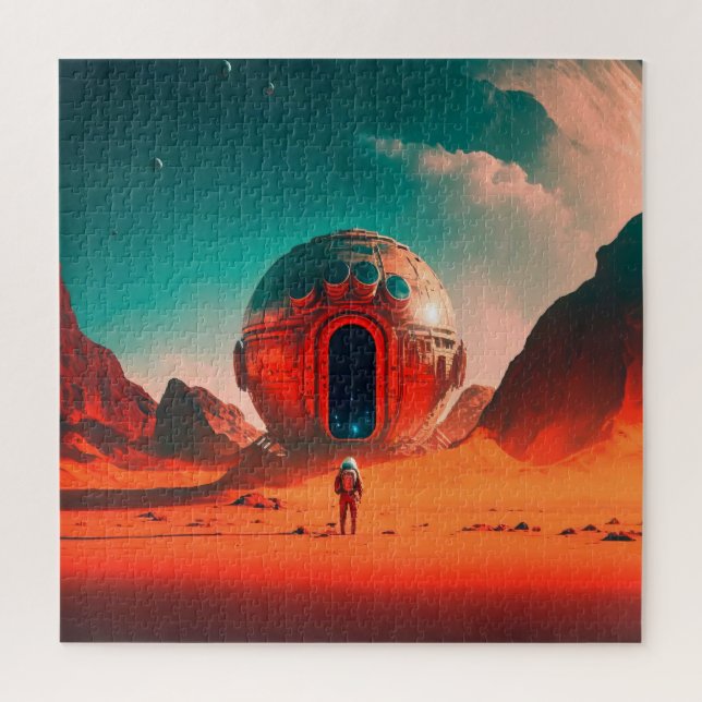 Quebra-cabeça Astronautas Humanos Exploram Planeta Alienígena Sc (Vertical)