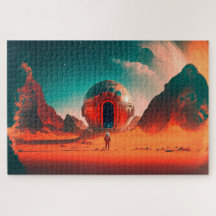 Astronautas Humanos Exploram um Planeta Alien Sci-