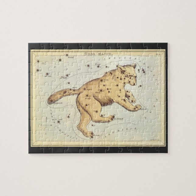 Quebra-cabeça Astronomia Vintage, Constelação Ursa Maior, Urso (Horizontal)
