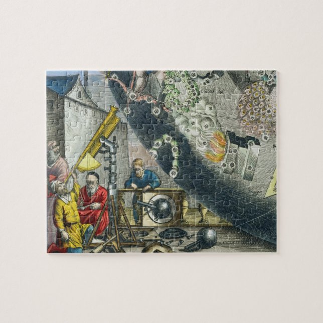 Quebra-cabeça Astrónomos que olham através de um telescópio, (Horizontal)