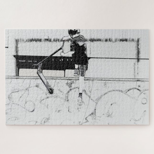 Quebra-cabeça Aterrissando - Patinete de dublagem (Horizontal)