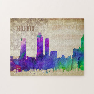 Quebra-cabeça Atlanta, skyline da cidade da aguarela de GA  