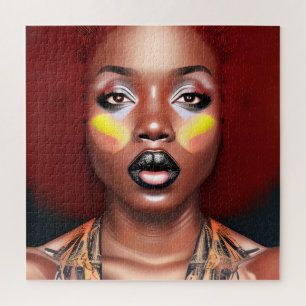 Quebra-cabeça Auburn Queen Orange Brown Hair Black Melanin Afro
