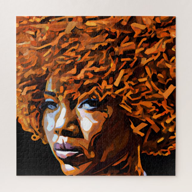 Quebra-cabeça Auburn Queen Orange Brown Hair Black Melanin Afro (Vertical)