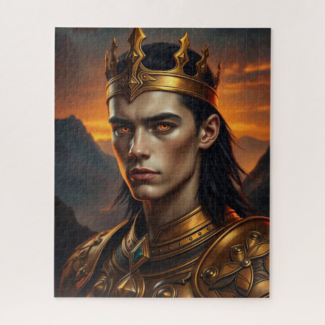 Quebra-cabeça Aurelius, o Rei da Chama Solar - Fantasia Sombria (Vertical)