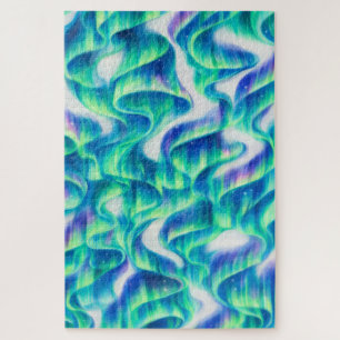 Quebra-cabeça Aurora Boreal Padrão Abstrato Luzes do Norte
