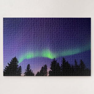 Quebra-cabeça Aurora Borealis & Árvores Manitoba, Canadá