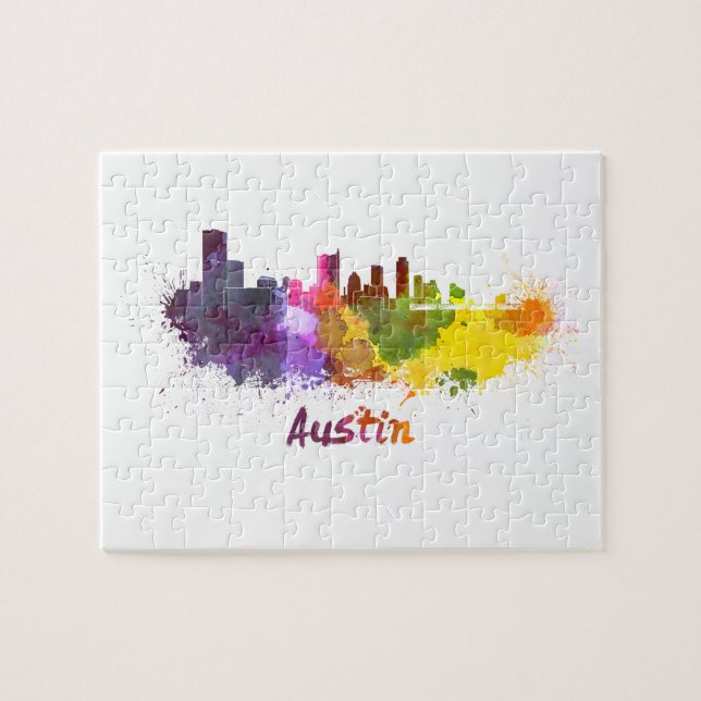 Quebra-cabeça Austin skyline in watercolor (Horizontal)