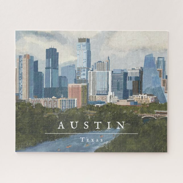 Quebra-cabeça Austin Skyline Painted Art Impressão (Horizontal)