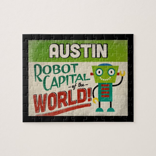 Quebra-cabeça Austin Texas Robot - Funny Vintage (Horizontal)