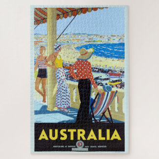 Quebra-cabeça AUSTRÁLIA 1920 BONDI BEACH POSTER DE VIAGENS Jigse