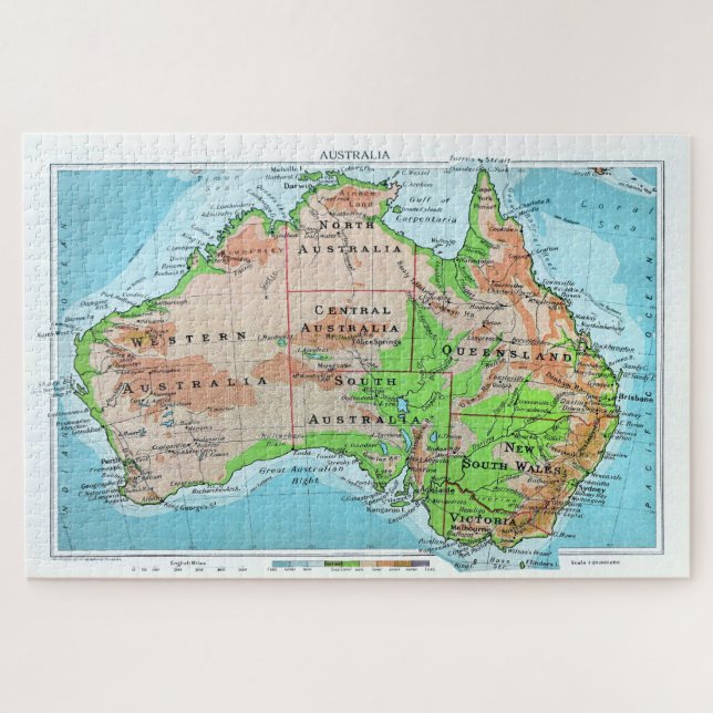 Quebra-cabeça Austrália Antiga. Um mapa restaurado. (Horizontal)