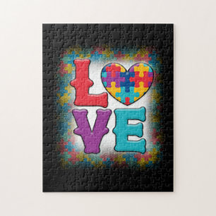 Quebra-cabeça Autism LOVE Awareness Month Jigsaw Puzzle Heart