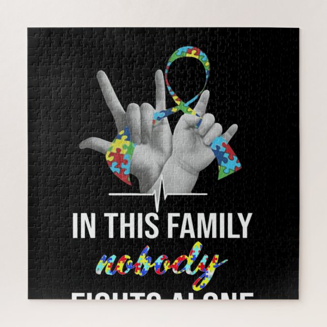 Quebra-cabeça Autista | Nesta Família Ninguém Luta Sozinha (Vertical)