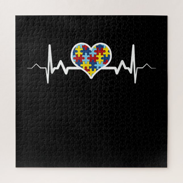 Quebra-cabeça Autistic | Autism Awareness Heartbeat Puzzle Pride (Vertical)