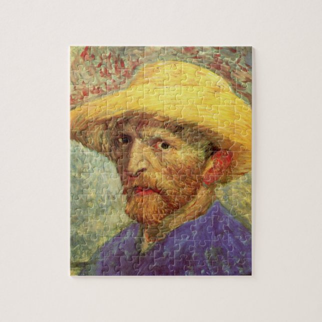 Quebra-cabeça Autorretrato com chapéu de palha de Vincent van Go (Vertical)