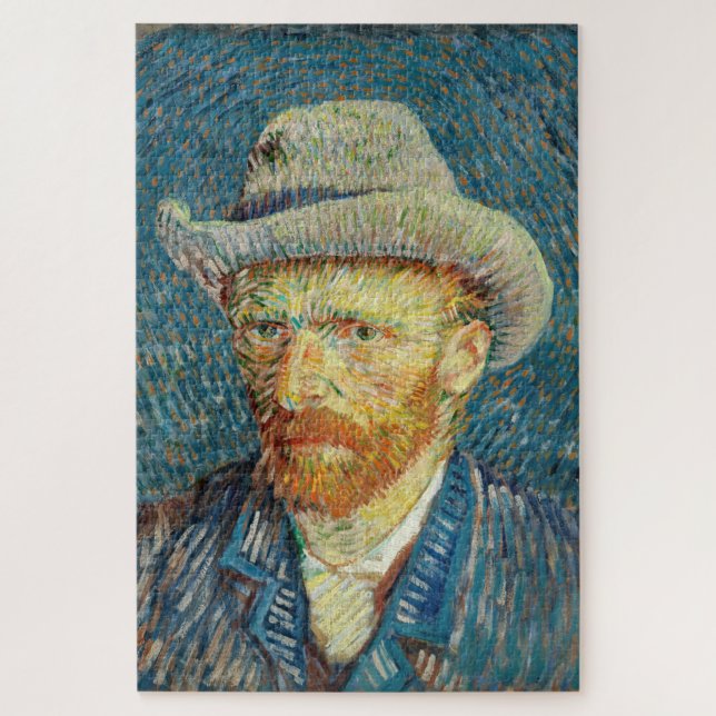 Quebra-cabeça Autorretrato de Vincent Van Gogh com Chapéu de Fel (Vertical)