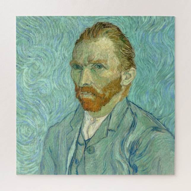 Quebra-cabeça Autorretrato de Vincent Van Gogh com Fundo Azul (Vertical)