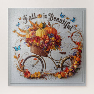 Quebra-cabeça Autumn Bicycle Ação de Graças Blooms Wall Art