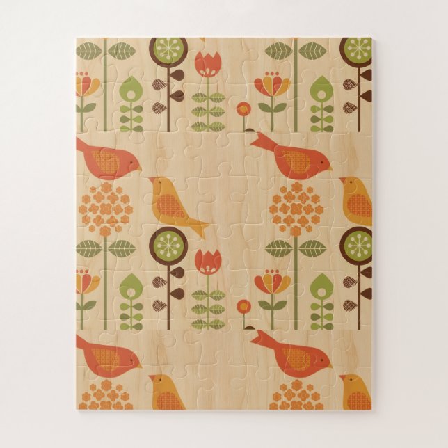 Quebra-cabeça Autumn Bird Folk Art (Vertical)