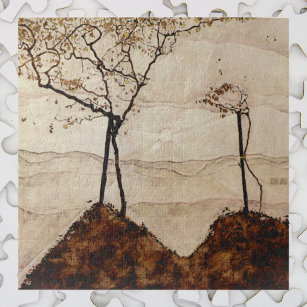 Quebra-cabeça Autumn e Árvores por Egon Schiele, Vintage Art