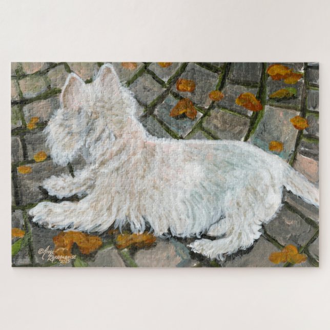 Quebra-cabeça Autumn Leaves Westie no Pacio (Horizontal)