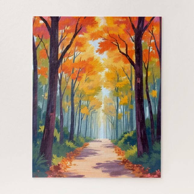 Quebra-cabeça Autumn Path Fall Foliage Painting (Vertical)