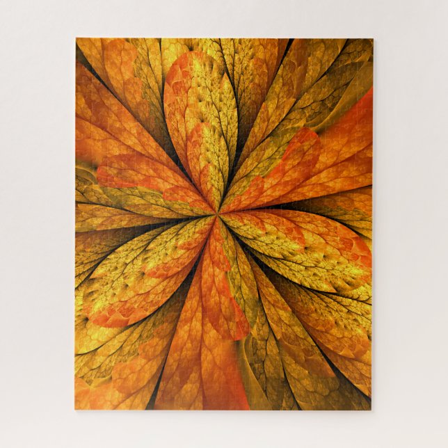 Quebra-cabeça Autumn Plant, Modern Abstrato Fractal Art Leaf (Vertical)