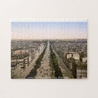Quebra-cabeça Avenida Champs Elysses Paris, França c1900