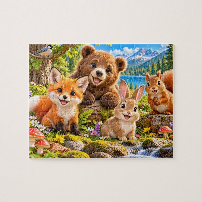 Quebra-cabeça Aventura de Animais da Floresta (Horizontal)