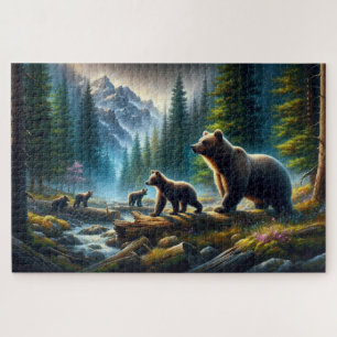 Quebra-cabeça Aventura de Urso e Cubs, Montanha Florestada