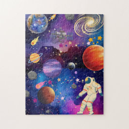 Quebra-cabeça Aventura Espacial Galáxia Puzzle para Crianças – C