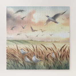 Quebra-cabeça Aves acima de um campo de milho