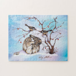 Quebra-cabeça Aves De Neve E Coelho