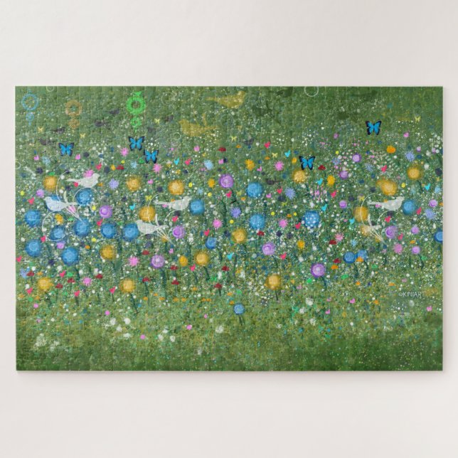 Quebra-cabeça Aves e Borboletas do Jardim Flor KiniArt (Horizontal)