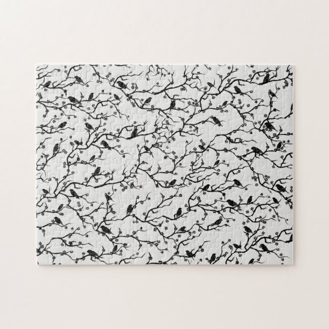 Quebra-cabeça Aves e Sakura Branches Japoneses (Horizontal)